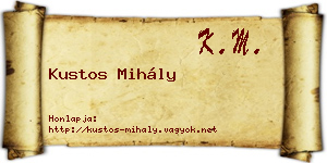 Kustos Mihály névjegykártya